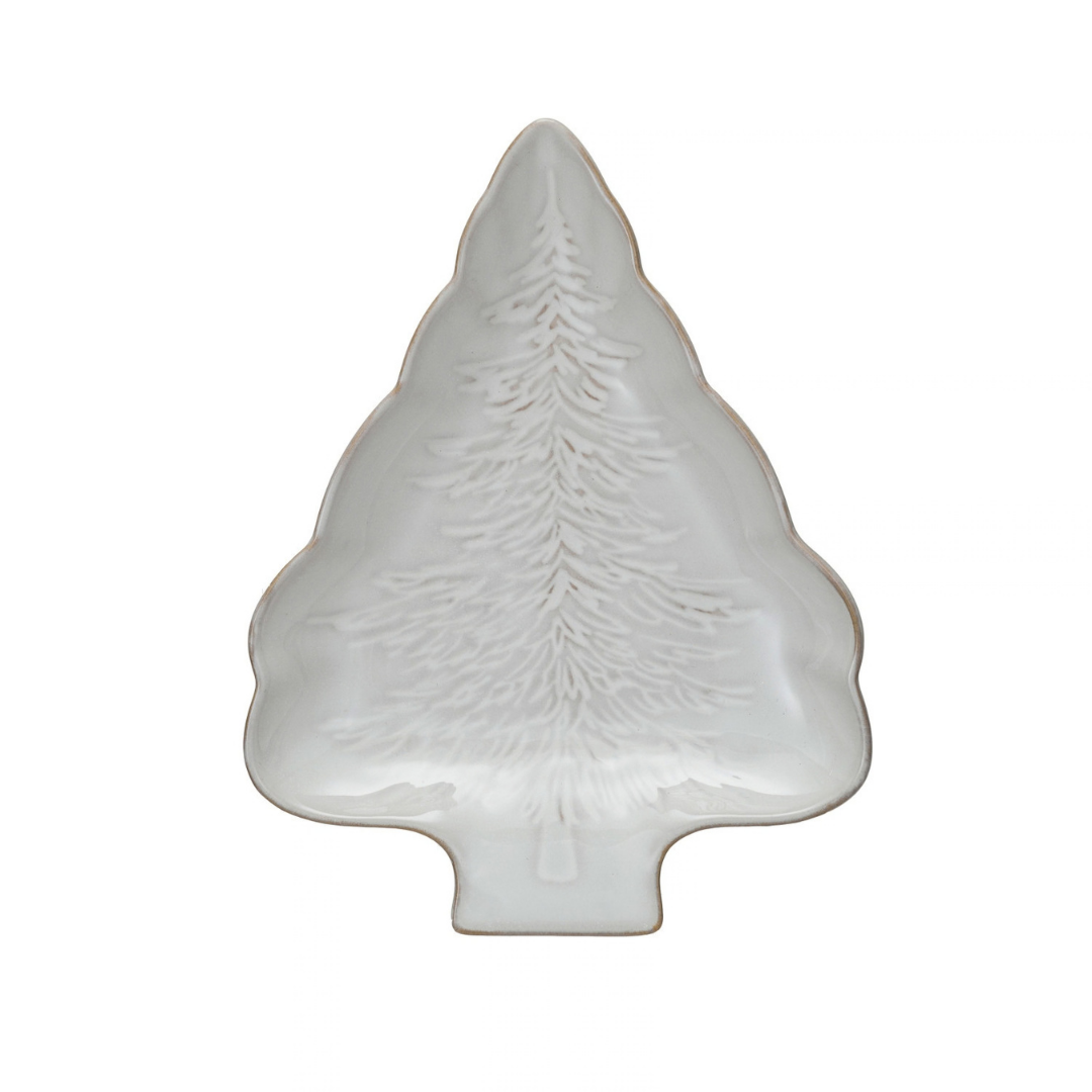 8-3/4"L X 6-3/4"W STONEWARETREE SHAPED PLATE W TREE - CREATIVE COOP - Compralo en CorinneRegalos.com