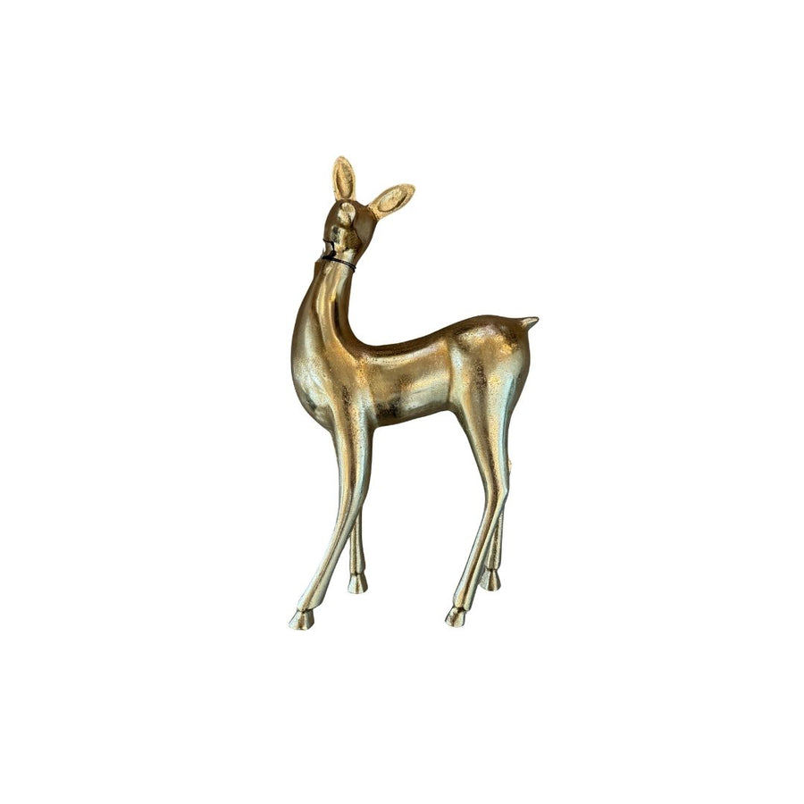 9-3/4"L X 16-1/2"H ALUMINUM REINDEER, GOLD FINISH - CREATIVE COOP - Compralo en CorinneRegalos.com