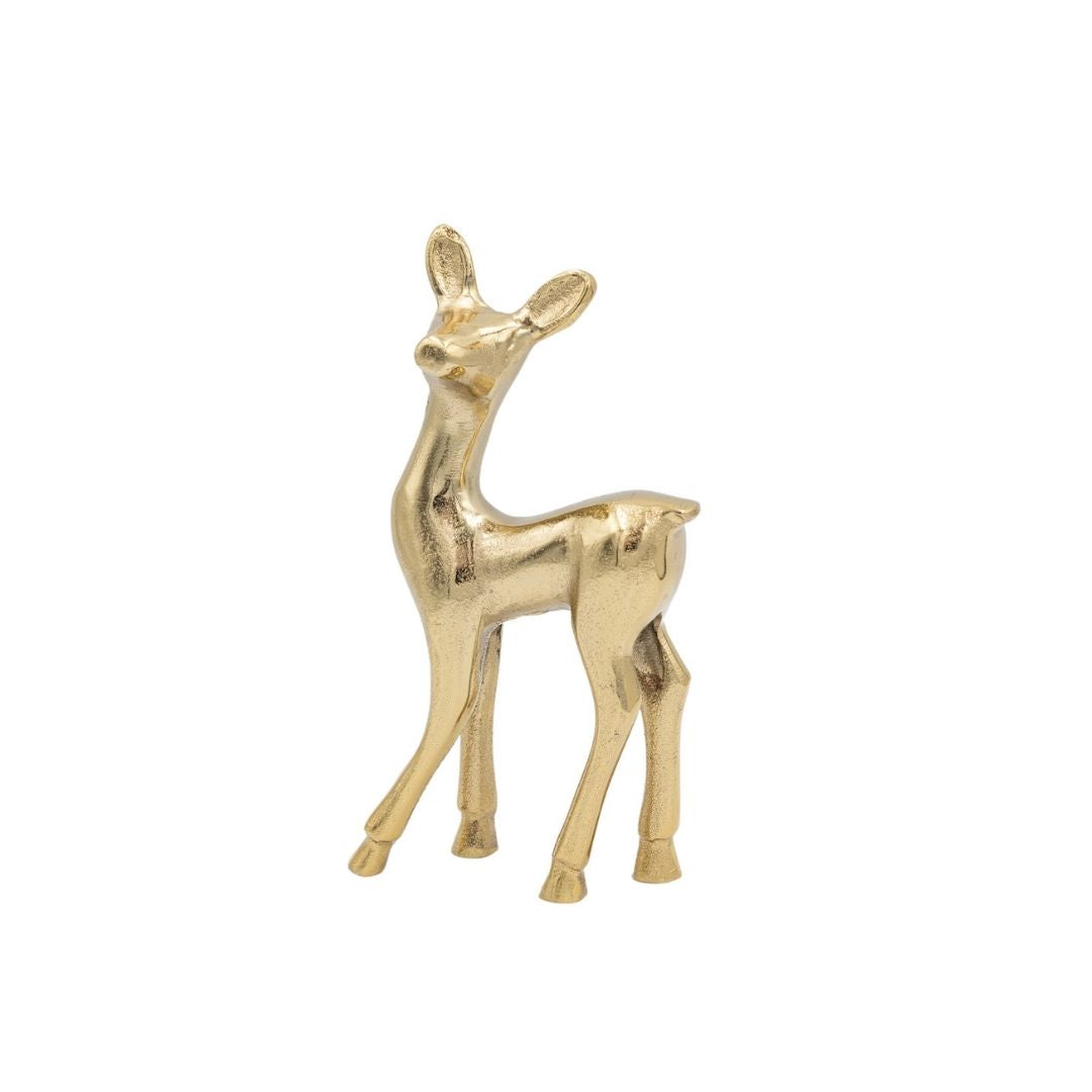 "4-1/2"L X 8-1/4"H ALUMINUM REINDEER, GOLD FINISH - CREATIVE COOP - Compralo en CorinneRegalos.com
