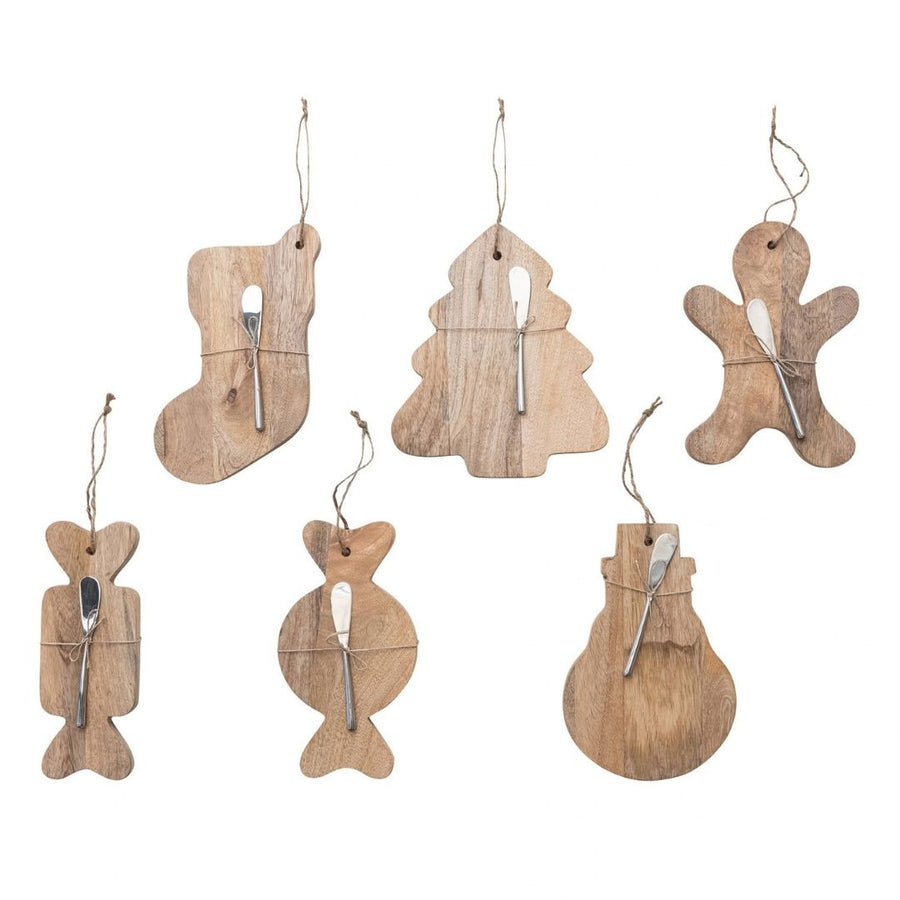 S/2 10-1/4"L-11"L WOOD CUTTINGBOARD W SPREADER, 6 STYLES - CREATIVE COOP - Compralo en CorinneRegalos.com