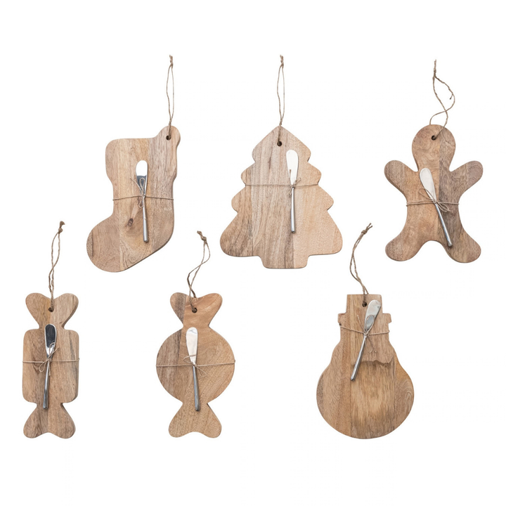 S/2 10-1/4"L-11"L WOOD CUTTINGBOARD W SPREADER, 6 STYLES - CREATIVE COOP - Compralo en CorinneRegalos.com