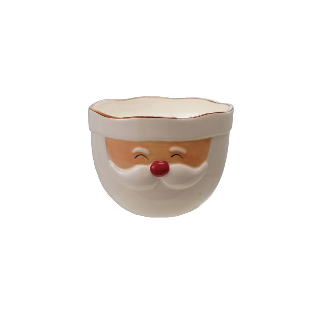"6-1/4"RD X 4-1/2"H STONEWARE SANTA MIXING BOWL, RED & WHITE - CREATIVE COOP - Compralo en CorinneRegalos.com