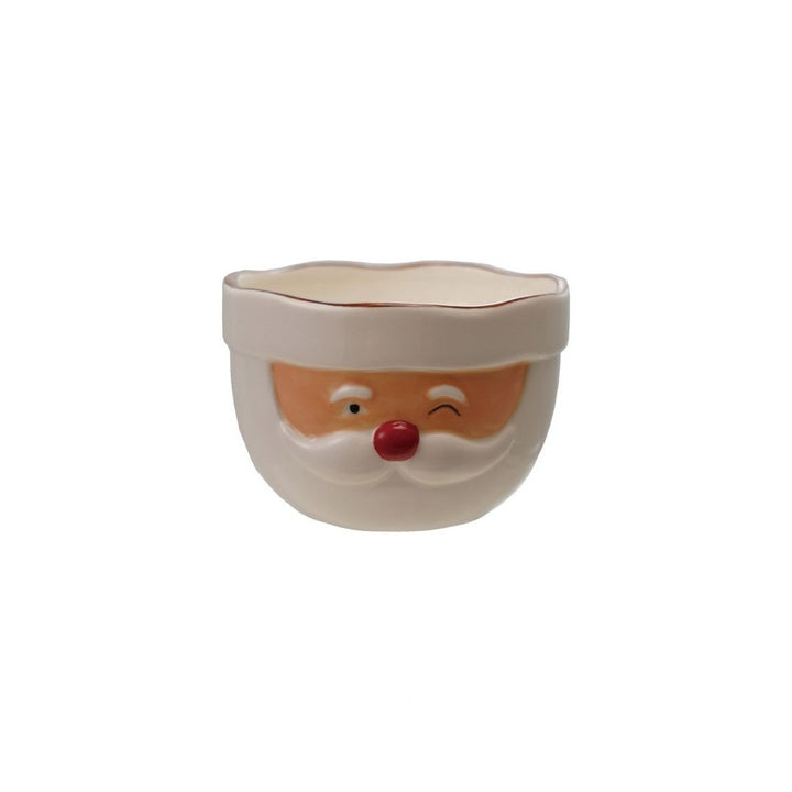 4-1/4" RDX 3"H STONEWARE SANTAMIXING BOWL, RED & WHITE - CREATIVE COOP - Compralo en CorinneRegalos.com
