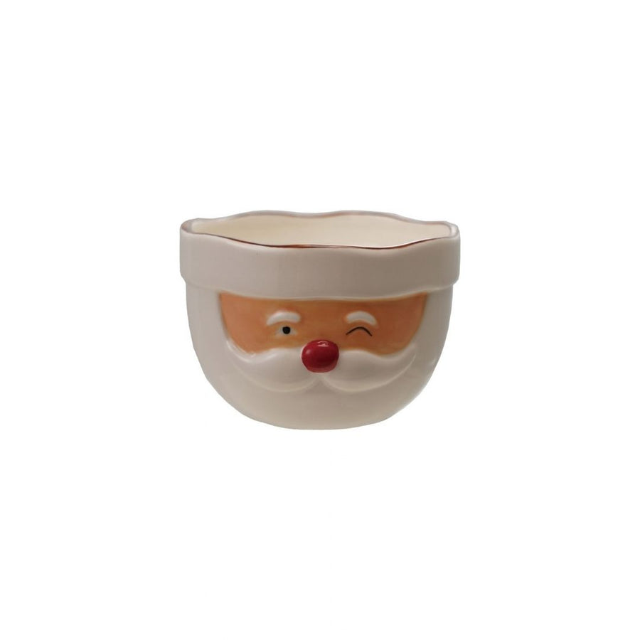 4-1/4" RDX 3"H STONEWARE SANTAMIXING BOWL, RED & WHITE - CREATIVE COOP - Compralo en CorinneRegalos.com