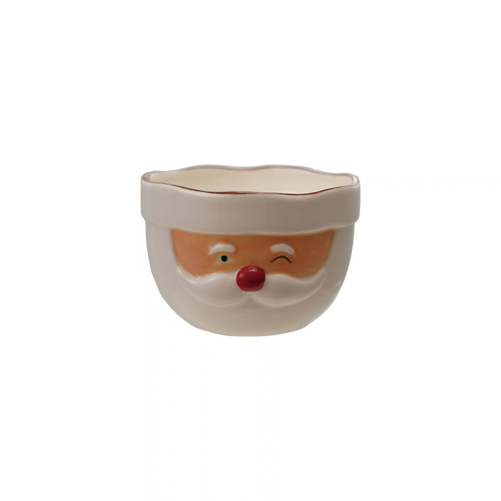 4-1/4" RDX 3"H STONEWARE SANTAMIXING BOWL, RED & WHITE - CREATIVE COOP - Compralo en CorinneRegalos.com