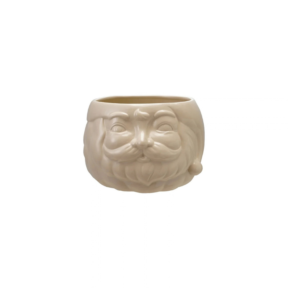 14"L X 8-1/2"H STONEWARE SANTAPLANTER ICE BUCKET, WHITE - CREATIVE COOP - Compralo en CorinneRegalos.com