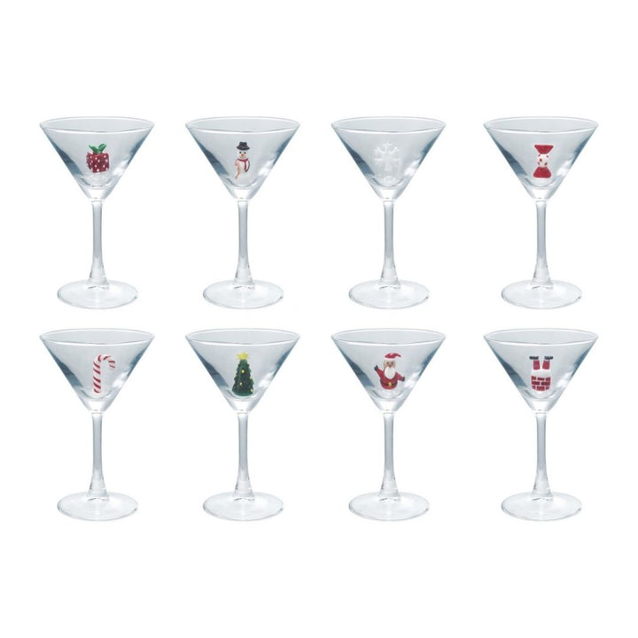 4"RD X6-1/4"H MARTINI GLASSHOLIDAY ICON INSIDE, 8 STYLES - CREATIVE COOP - Compralo en CorinneRegalos.com