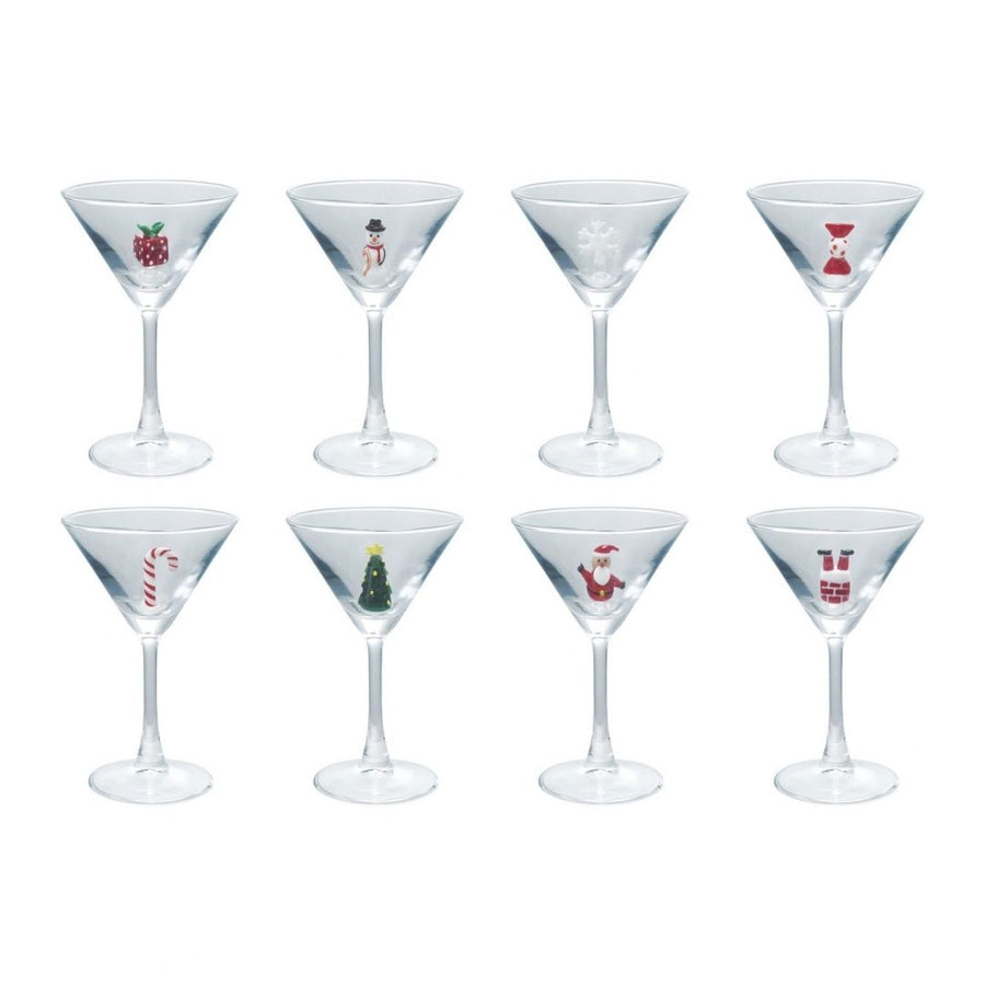 4"RD X6-1/4"H MARTINI GLASSHOLIDAY ICON INSIDE, 8 STYLES - CREATIVE COOP - Compralo en CorinneRegalos.com
