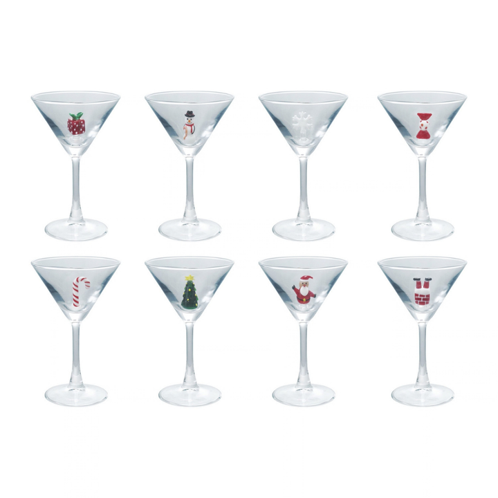 4"RD X6-1/4"H MARTINI GLASSHOLIDAY ICON INSIDE, 8 STYLES - CREATIVE COOP - Compralo en CorinneRegalos.com