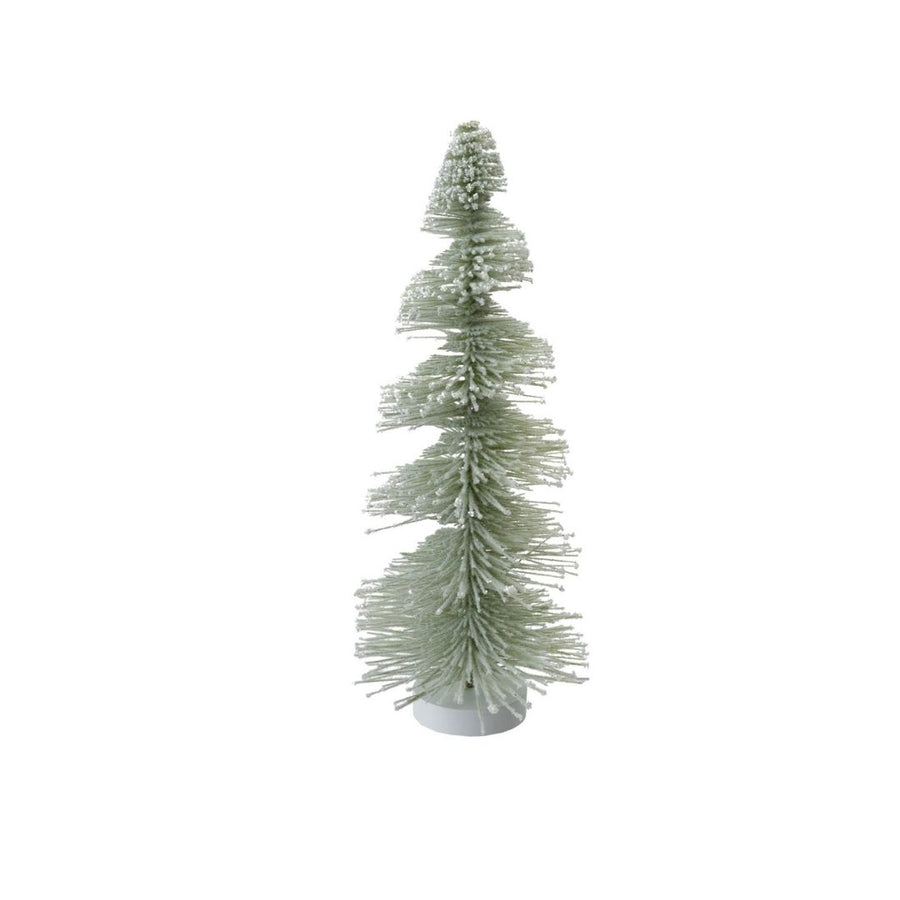 "5"RD X12-1/2"H BOTTLE BRUSH TREE, SNOW FINISH, SAGE COLOR - CREATIVE COOP - Compralo en CorinneRegalos.com