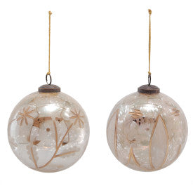 "5""Rd Etched Glass Ball Ornament, 2 Styles" - CREATIVE COOP - Compralo en CorinneRegalos.com