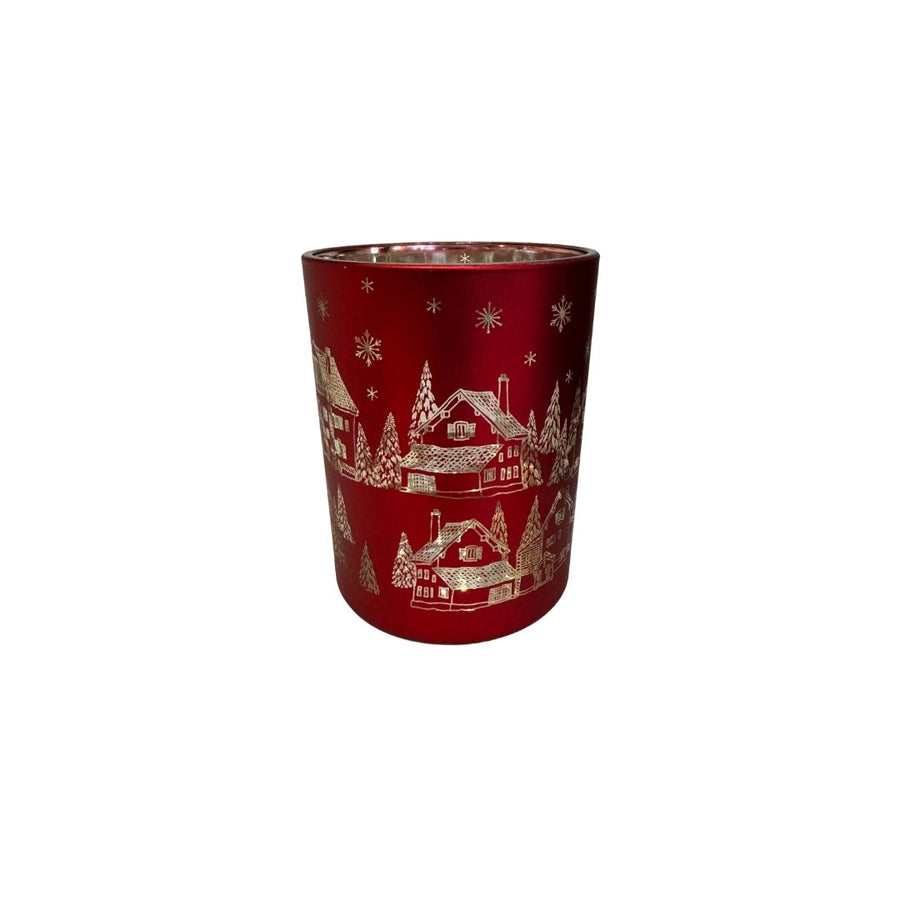 MERCURY GLASS TEALIGHT/VOTIVE HOLDERW LASER ETCHED SCENE - CREATIVE COOP - Compralo en CorinneRegalos.com