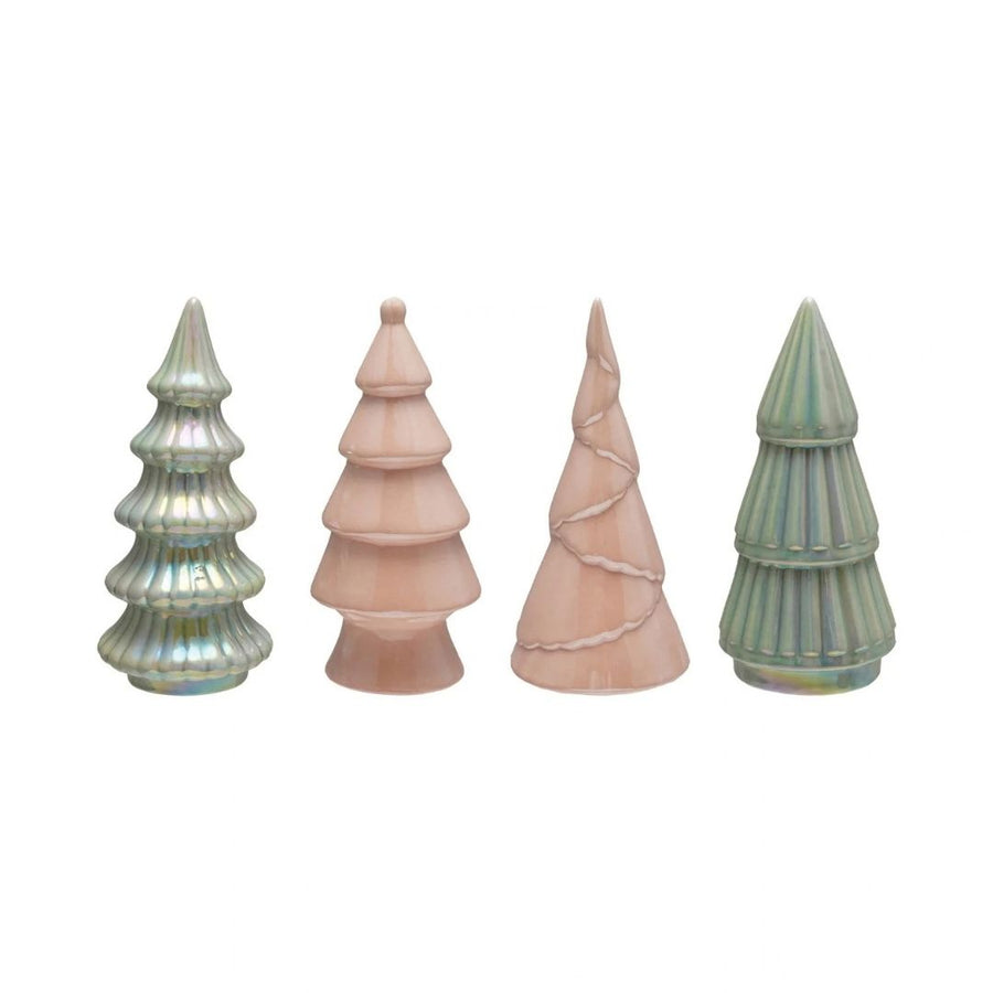 STONEWARE CHRISTMAS TREE, IRIDESCENTFINISH, MULTI COLOR, 4 S - CREATIVE COOP - Compralo en CorinneRegalos.com