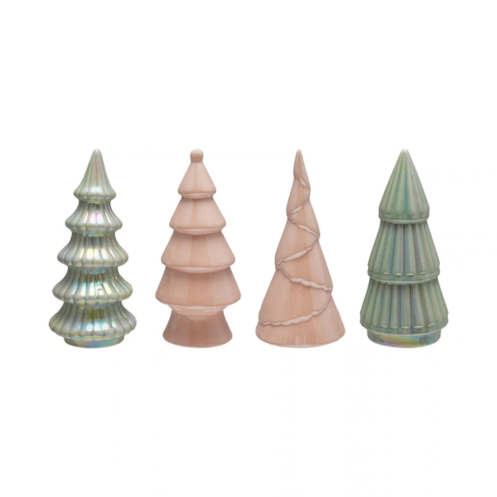 STONEWARE CHRISTMAS TREE, IRIDESCENTFINISH, MULTI COLOR, 4 S - CREATIVE COOP - Compralo en CorinneRegalos.com