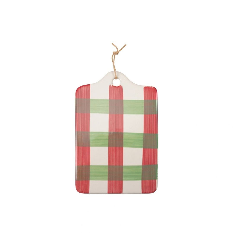 HAND-PAINTED STONEWARE CHEESE/SERVINGBOARD W PLAID PATTERN - CREATIVE COOP - Compralo en CorinneRegalos.com
