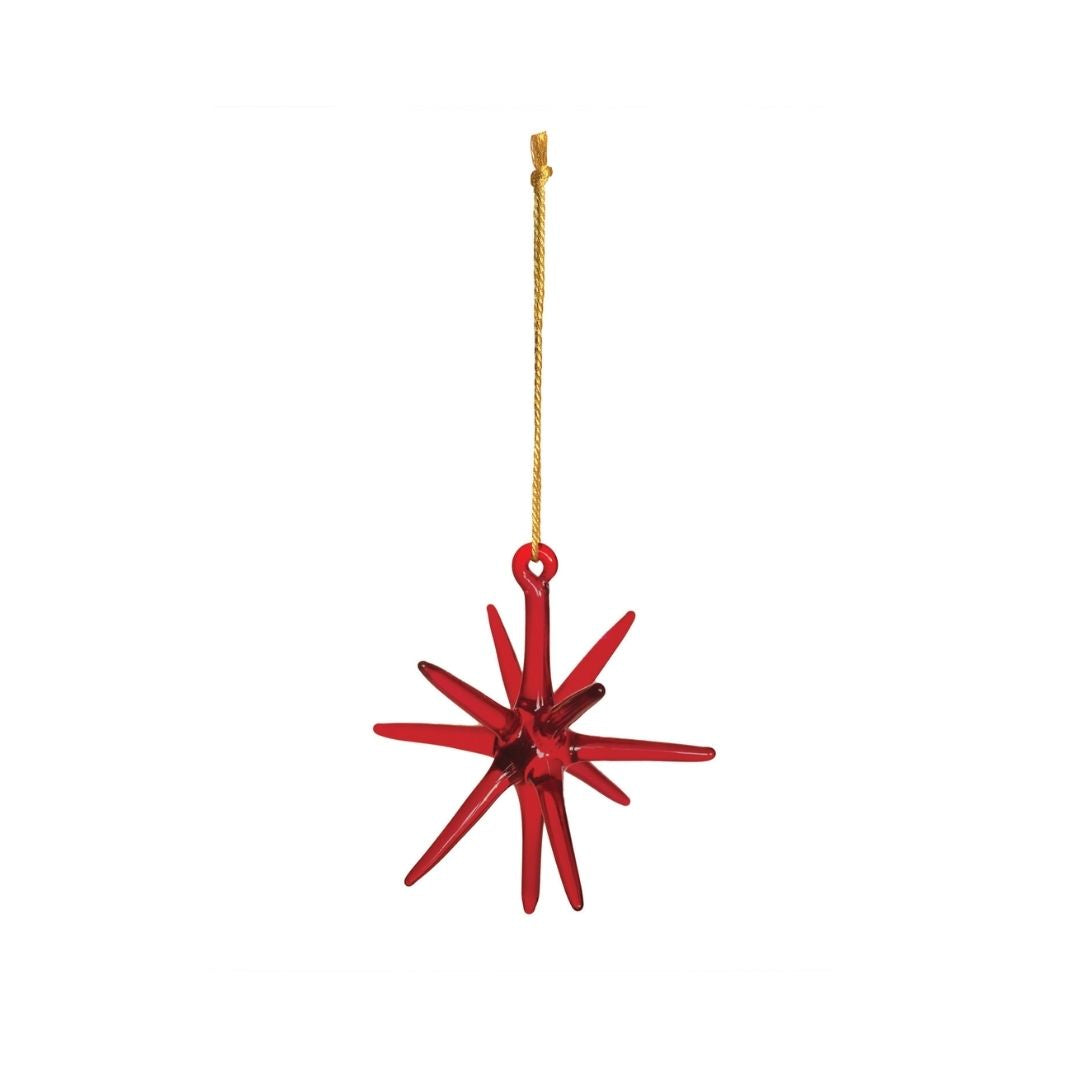 HANDMADE GLASS STAR ORNAMENT, RED - CREATIVE COOP - Compralo en CorinneRegalos.com