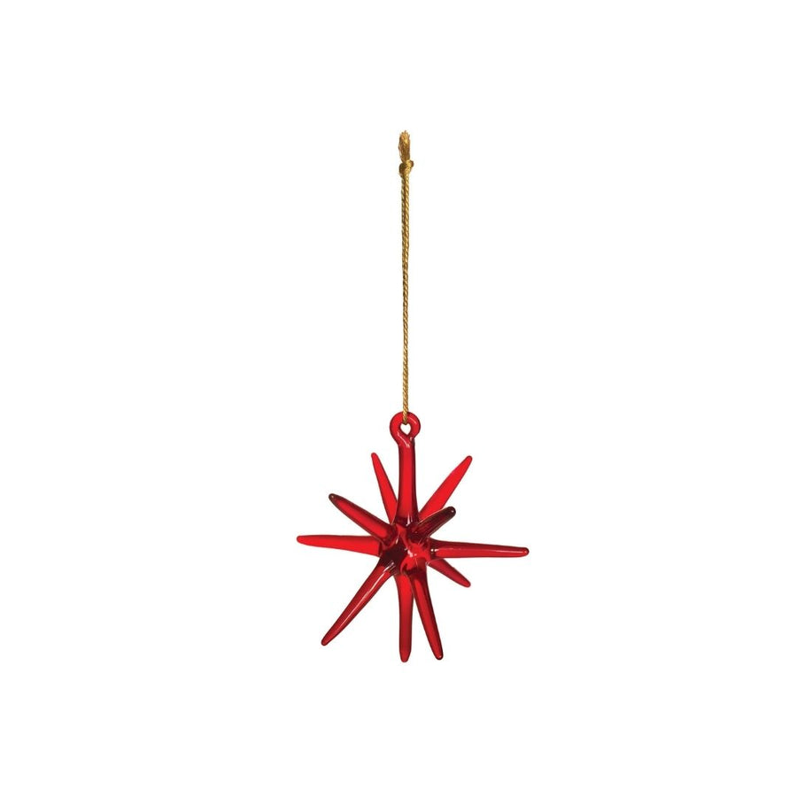 HANDMADE GLASS STAR ORNAMENT, RED - CREATIVE COOP - Compralo en CorinneRegalos.com