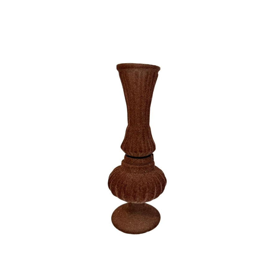 EMBOSSED FLOCKED GLASS FOOTED VASE,BROWN - CREATIVE COOP - Compralo en CorinneRegalos.com