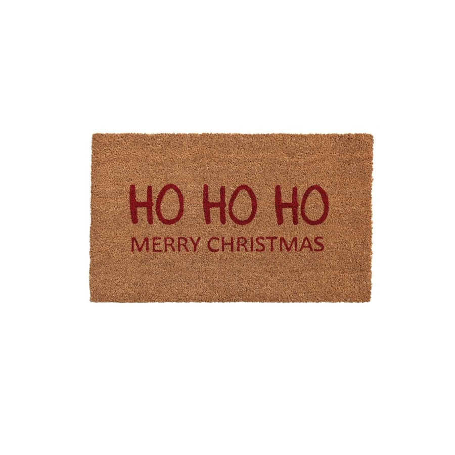 NATURAL COIR DOORMAT W HO HO HO MERRY CHRISTMAS, RED - CREATIVE COOP - Compralo en CorinneRegalos.com