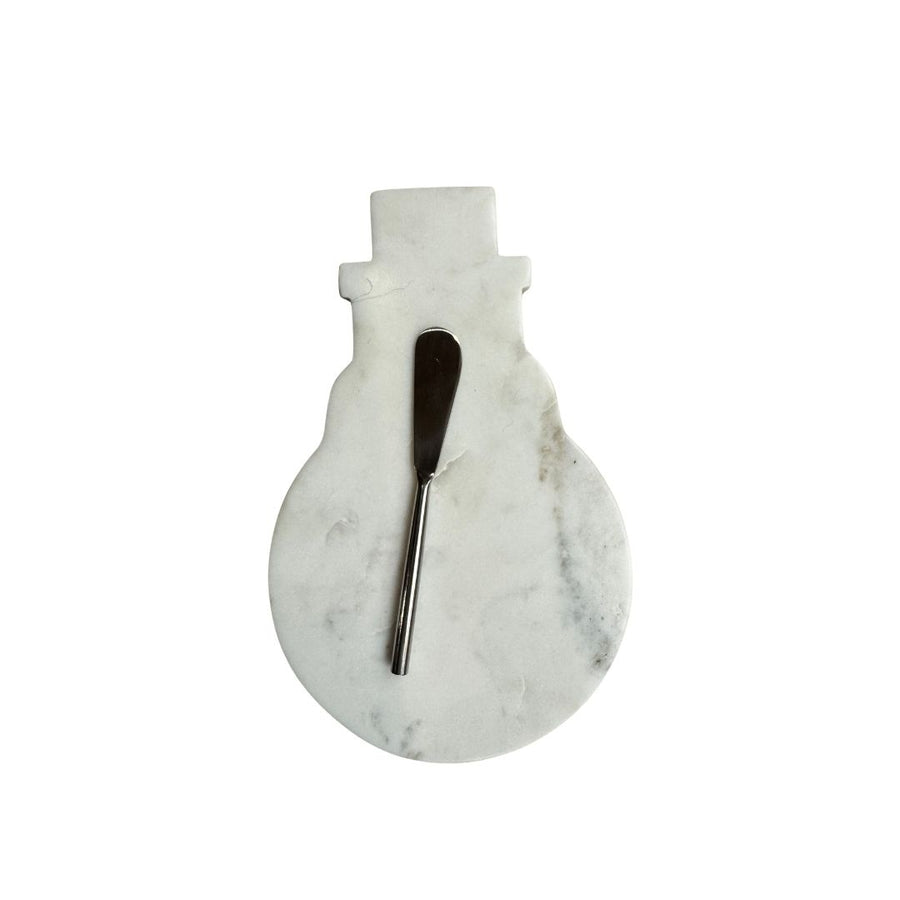 S/2 MARBLE SNOWMAN SHAPED CHEESEBOARD W CANAPE KNIFE - CREATIVE COOP - Compralo en CorinneRegalos.com