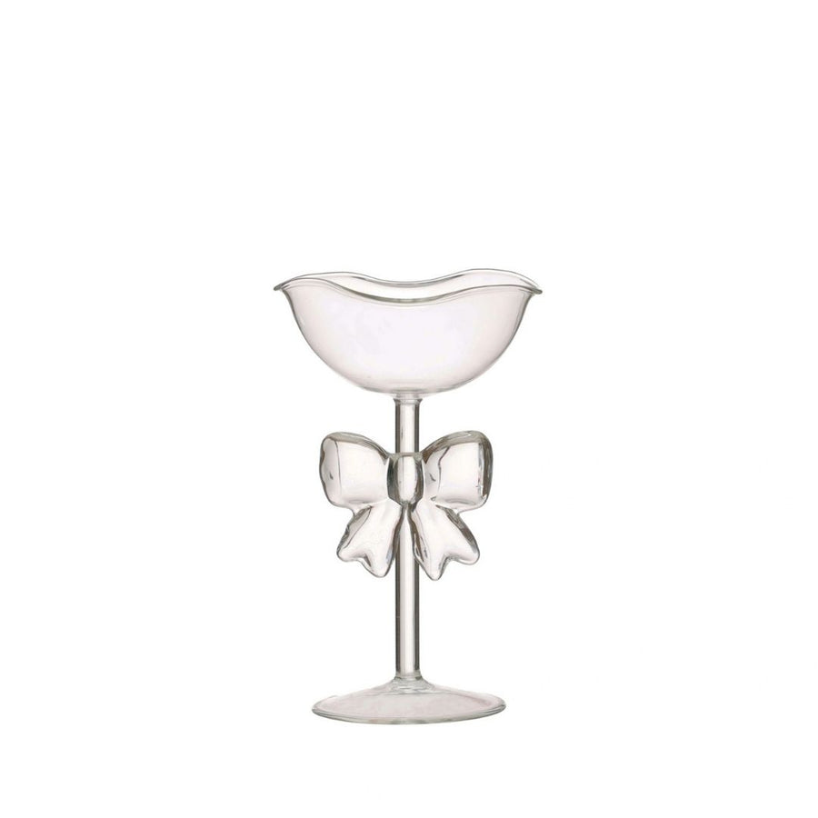 GLASS PEDESTAL BOWL W BOW - CREATIVE COOP - Compralo en CorinneRegalos.com