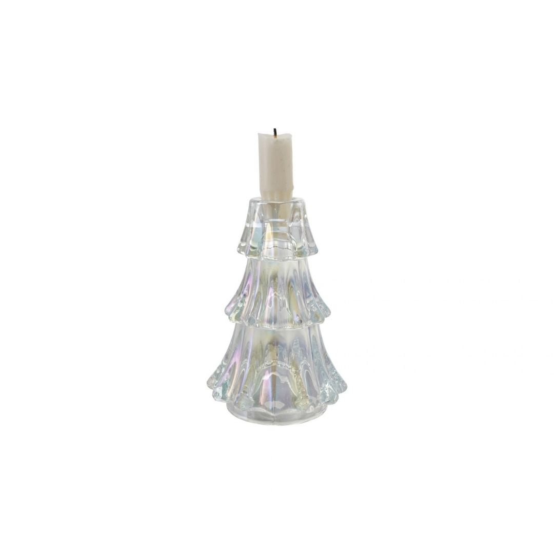 GLASS TREE SHAPED TAPER HOLDERIRIDESCENT FINISH - CREATIVE COOP - Compralo en CorinneRegalos.com