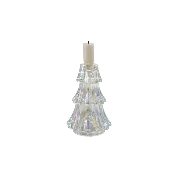 GLASS TREE SHAPED TAPER HOLDERIRIDESCENT FINISH - CREATIVE COOP - Compralo en CorinneRegalos.com