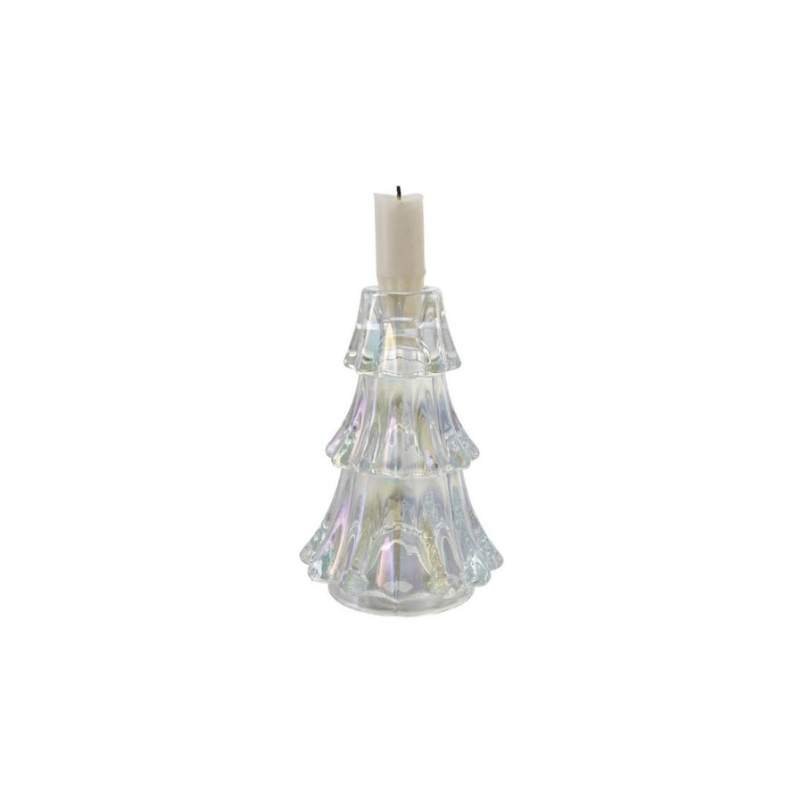 GLASS TREE SHAPED TAPER HOLDERIRIDESCENT FINISH - CREATIVE COOP - Compralo en CorinneRegalos.com