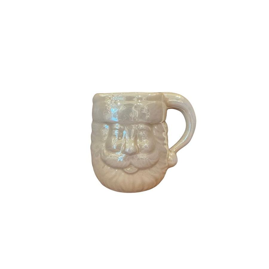 STONEWARE SANTA HEAD SHAPED MUGPEARLIZED FINISH, WHITE - CREATIVE COOP - Compralo en CorinneRegalos.com