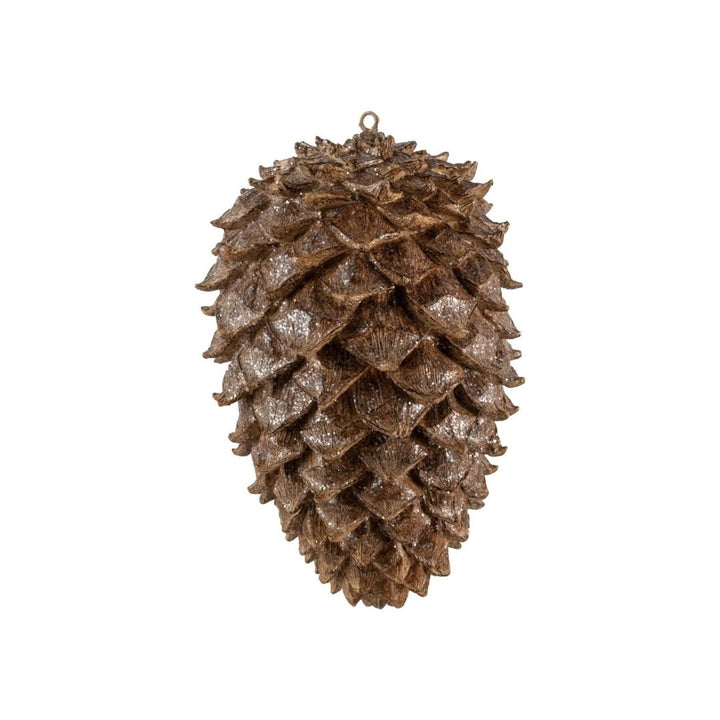 7" ROUND X 10-1/2"H RESIN PINECONEW GLITTER, BROWN - CREATIVE COOP - Compralo en CorinneRegalos.com