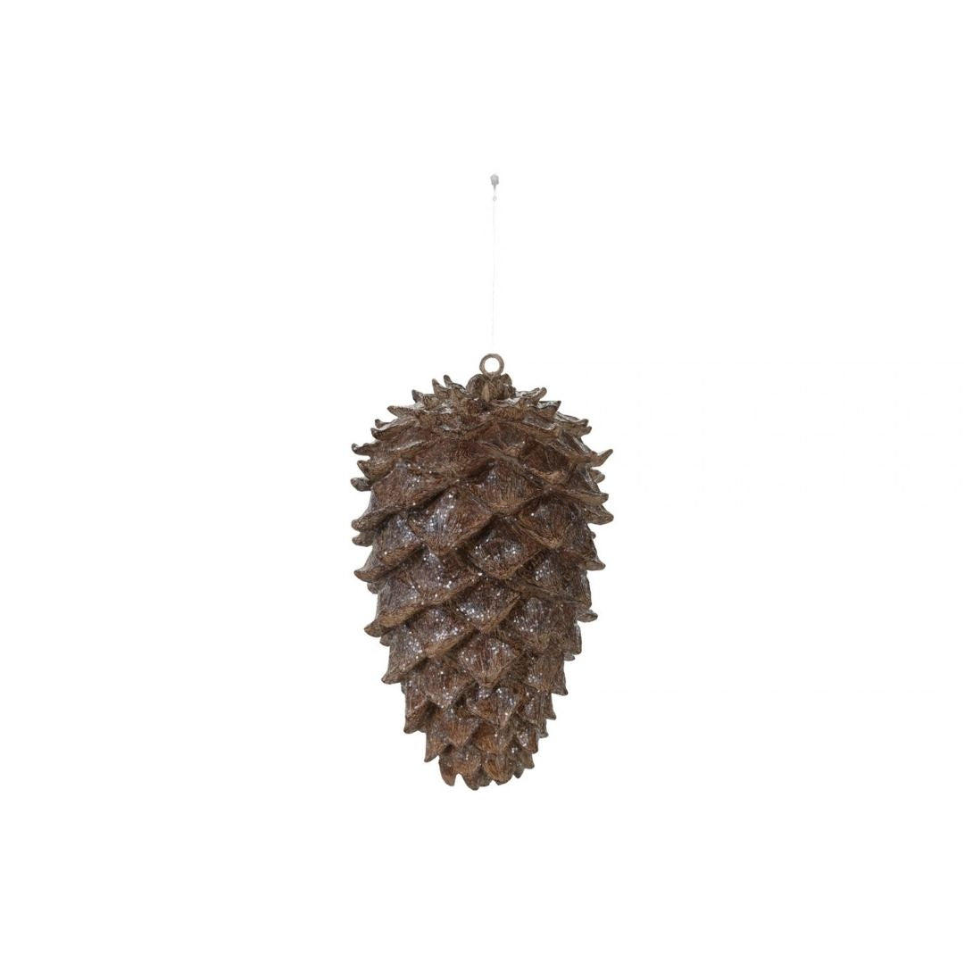 5" ROUND X 8-1/2"H RESIN PINECONEW GLITTER, BROWN - CREATIVE COOP - Compralo en CorinneRegalos.com