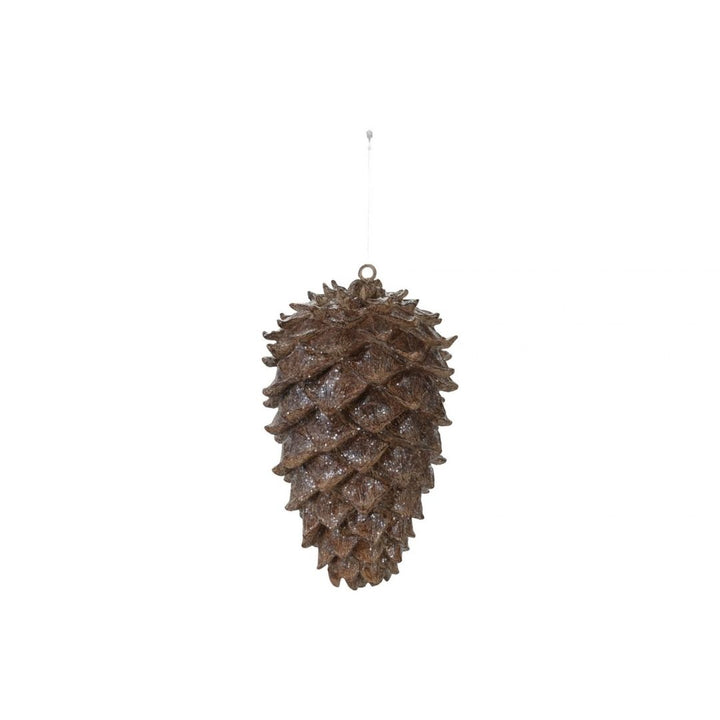 5" ROUND X 8-1/2"H RESIN PINECONEW GLITTER, BROWN - CREATIVE COOP - Compralo en CorinneRegalos.com