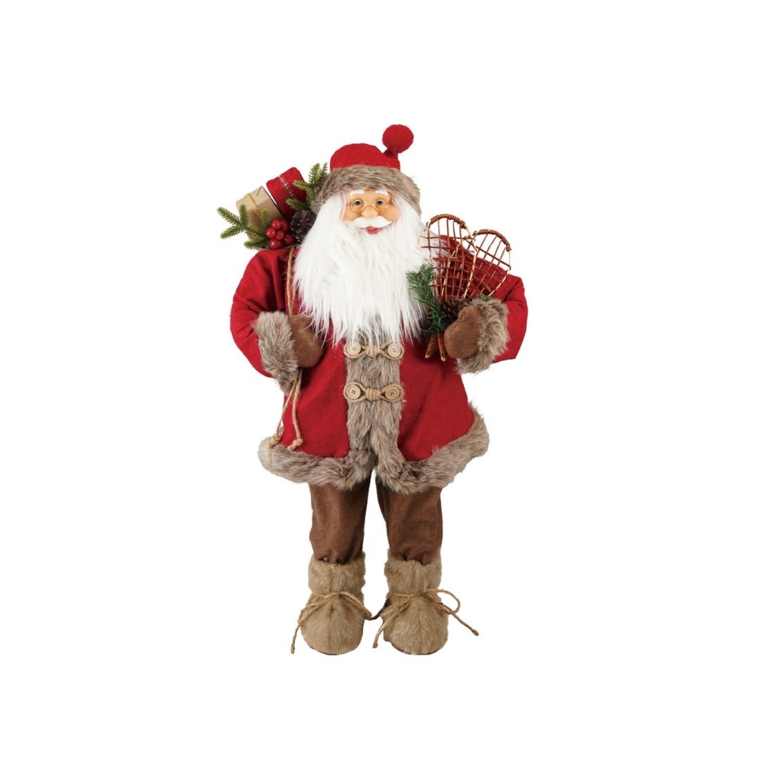 FABRIC & PLASTIC SANTA W SNOWSHOESMULTI COLOR - CREATIVE COOP - Compralo en CorinneRegalos.com