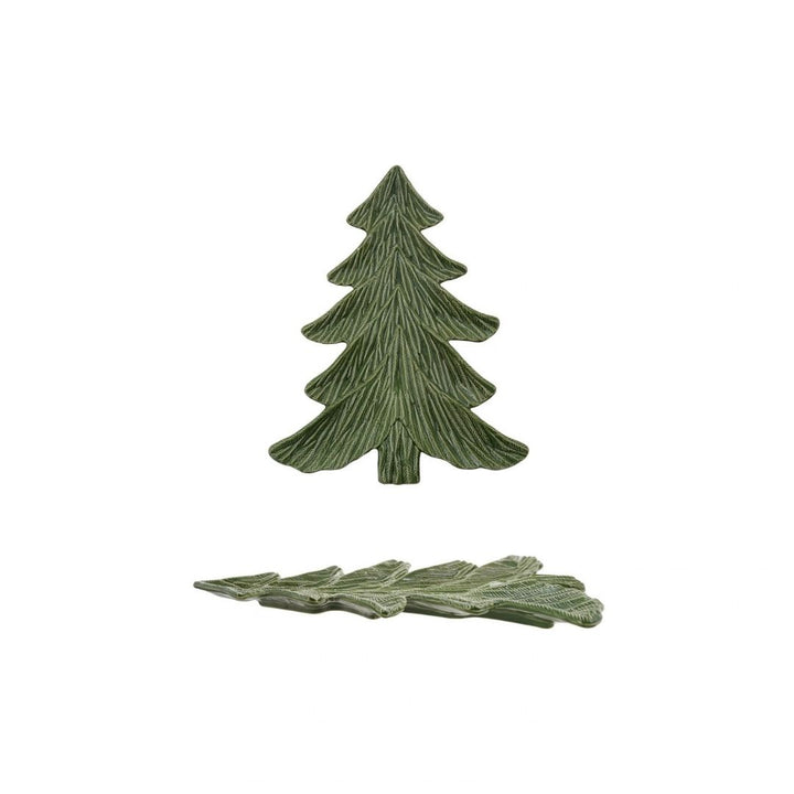 DEBOSSED CERAMIC TREE SHAPED PLATTERGREEN - CREATIVE COOP - Compralo en CorinneRegalos.com