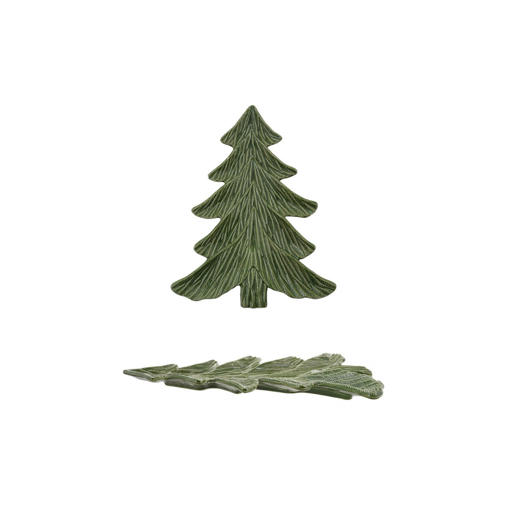 DEBOSSED CERAMIC TREE SHAPED PLATTERGREEN - CREATIVE COOP - Compralo en CorinneRegalos.com