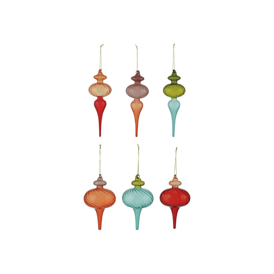 GLASS FINIAL ORNAMENT, 6 STYLES - CREATIVE COOP - Compralo en CorinneRegalos.com