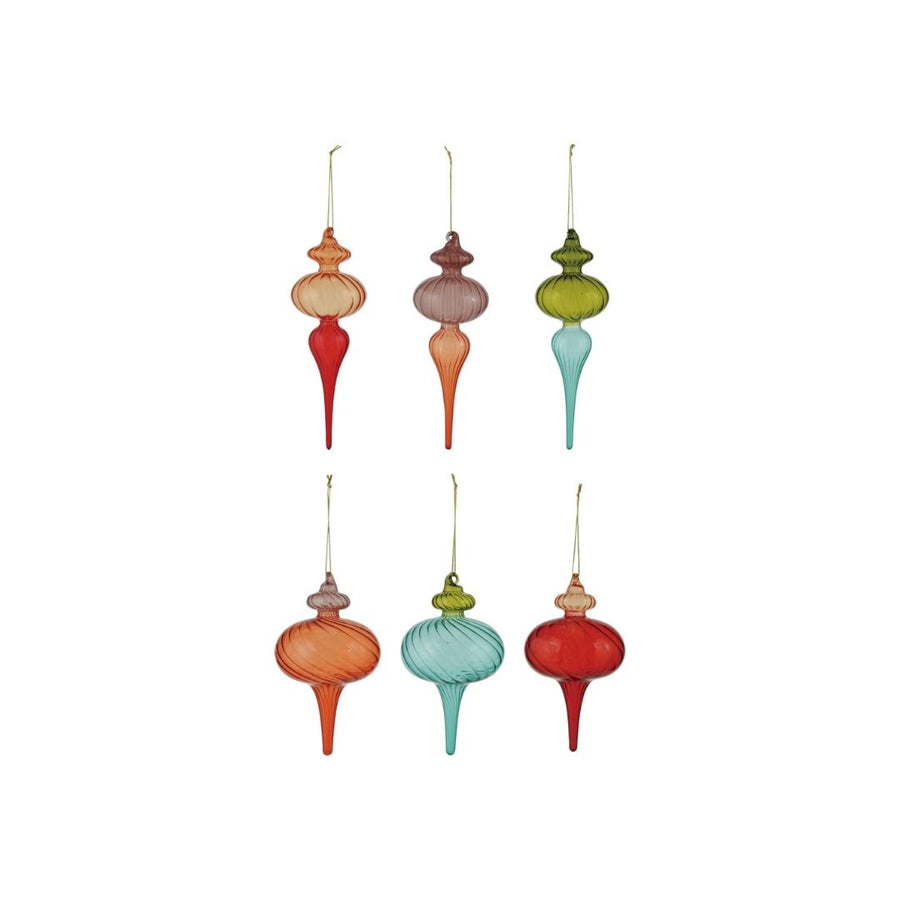 GLASS FINIAL ORNAMENT, 6 STYLES - CREATIVE COOP - Compralo en CorinneRegalos.com