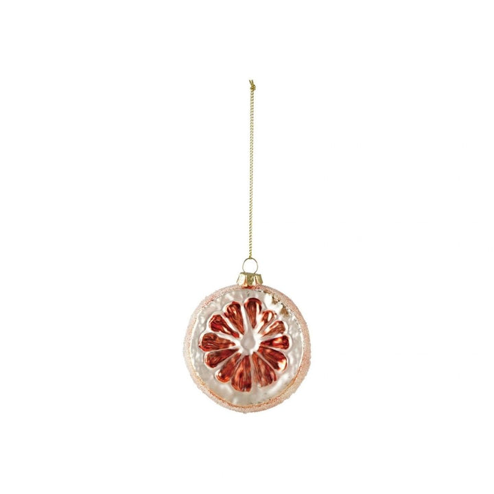 GLASS ORANGE SLICE ORNAMENT W BEADSORANGE COLOR & WHITE - CREATIVE COOP - Compralo en CorinneRegalos.com
