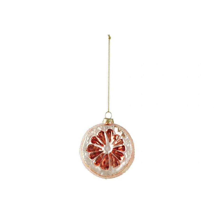 GLASS ORANGE SLICE ORNAMENT W BEADSORANGE COLOR & WHITE - CREATIVE COOP - Compralo en CorinneRegalos.com
