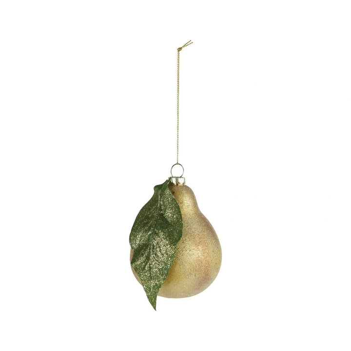 GLASS PEAR ORNAMENT W GLITTERYELLOW & GREEN - CREATIVE COOP - Compralo en CorinneRegalos.com