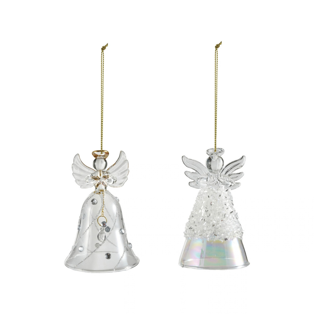 GLASS ANGEL ORNAMENT, 2 STYLES - CREATIVE COOP - Compralo en CorinneRegalos.com