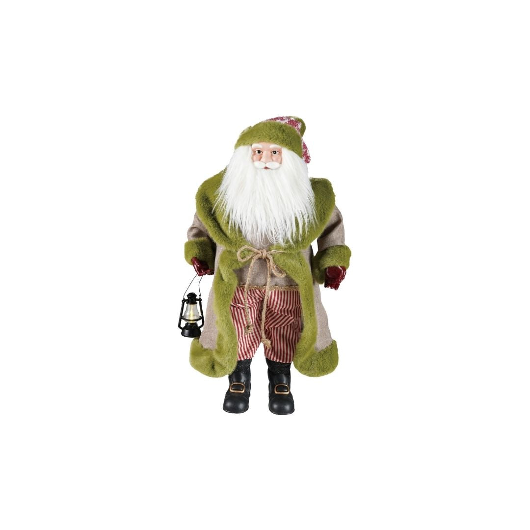 FABRIC & PLASTIC SANTA W LANTERNMULTI COLOR - CREATIVE COOP - Compralo en CorinneRegalos.com