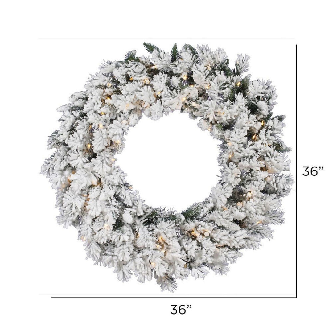 36  FLKD SNOW RIDGE WREATH LED 100PW