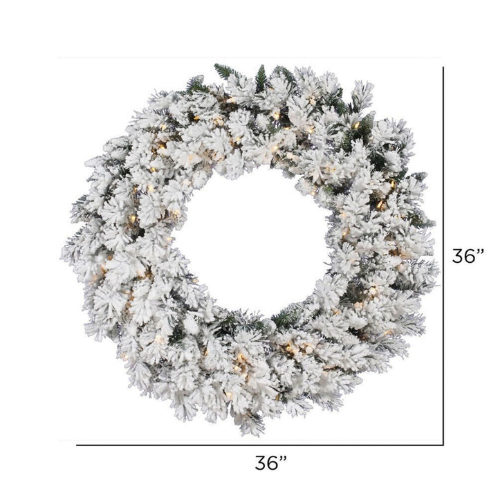 36  FLKD SNOW RIDGE WREATH LED 100PW