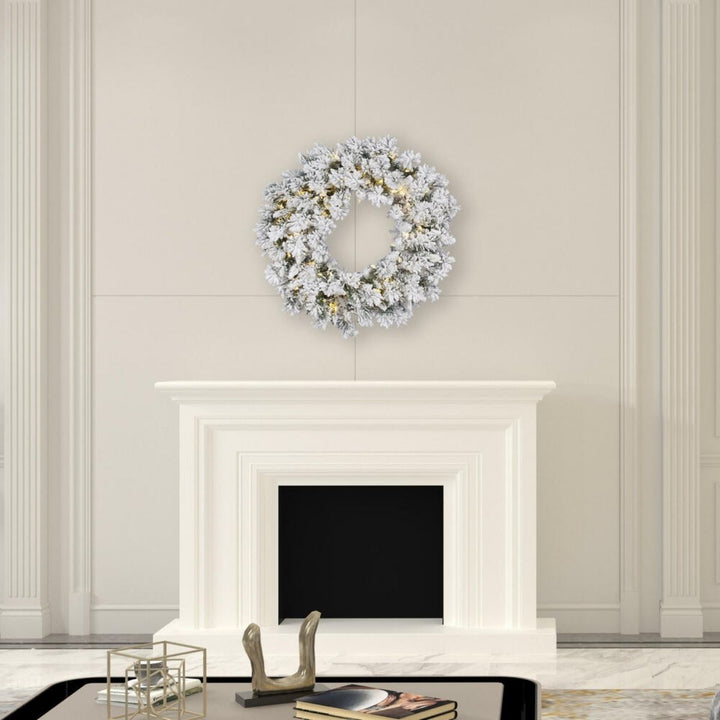 36  FLKD SNOW RIDGE WREATH LED 100PW