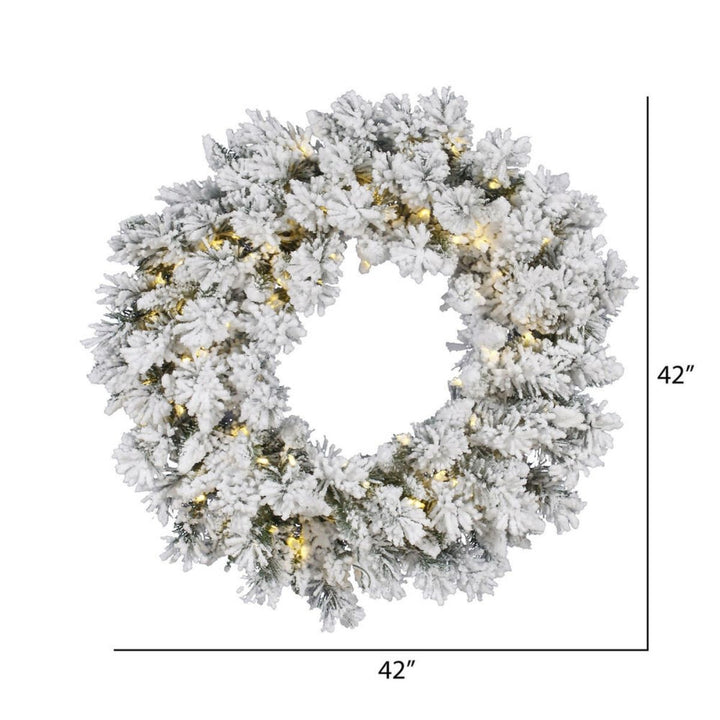 42  FLKD SNOW RIDGE WREATH LED 100PW