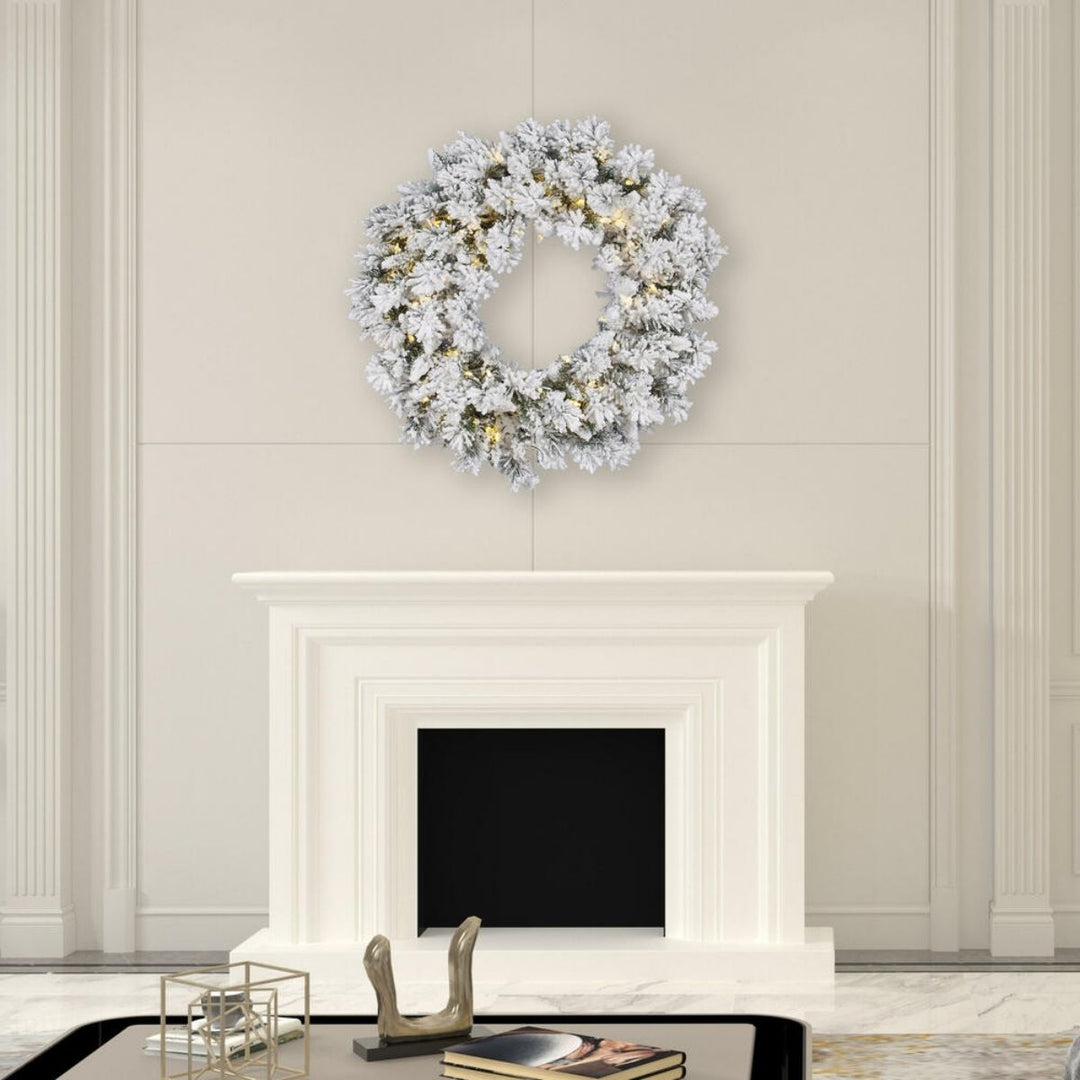 42  FLKD SNOW RIDGE WREATH LED 100PW