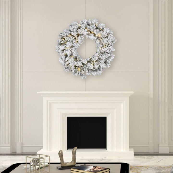 42  FLKD SNOW RIDGE WREATH LED 100PW