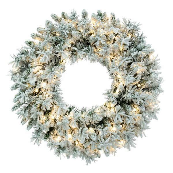 42  FLKD SNOW RIDGE WREATH LED 100PW - VICKERMAN COMPANY - Compralo en CorinneRegalos.com