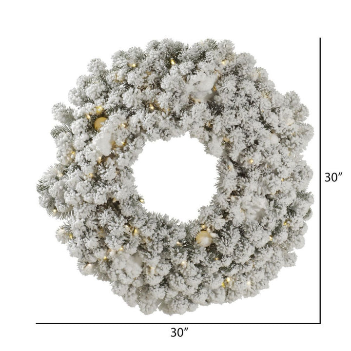 30 FLOCKED KODIAK WREATH LED 100WW/G40